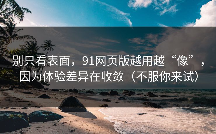 别只看表面，91网页版越用越“像”，因为体验差异在收敛（不服你来试）
