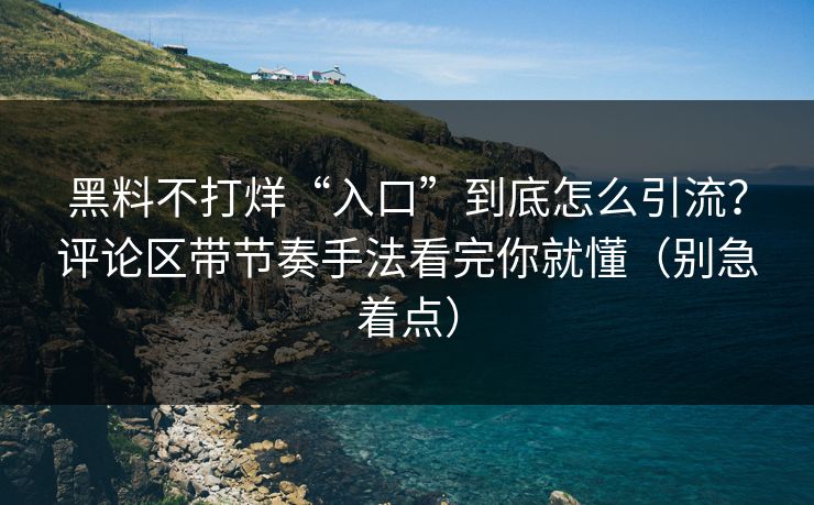 黑料不打烊“入口”到底怎么引流？评论区带节奏手法看完你就懂（别急着点）